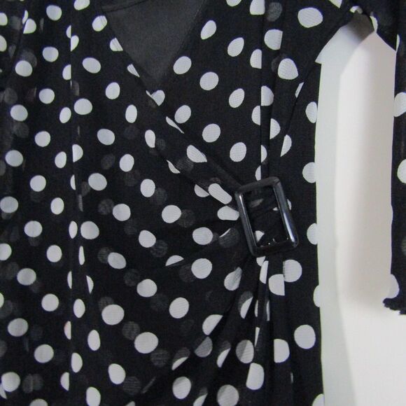 BCBGMaxAzria Top Large Black Polka Dots Sheer Y2K Vintage Whimsygoth Grunge - Picture 4 of 13